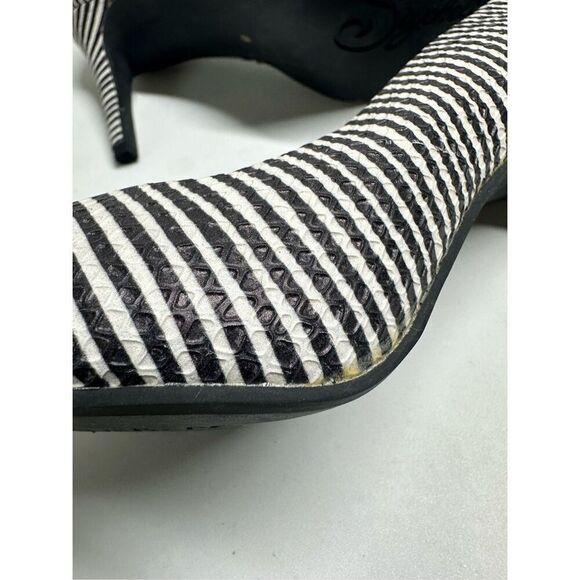Seychelles Womens Black White Striped Leather Pointed Toe Heels Pumps Shoes 8 - Picture 7 of 10